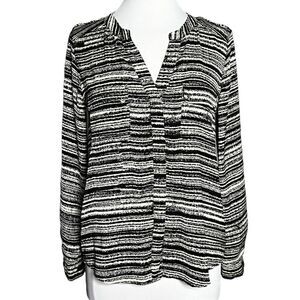 Collective concepts Ladies Roll Tab Sleeve Poly Satin Blouse Space Dye Print